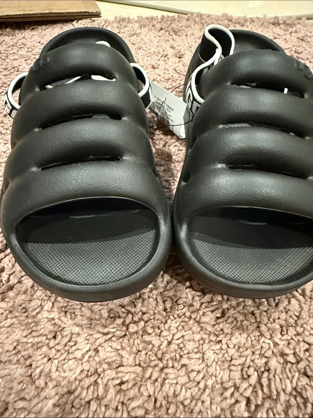 UGG T Sport Yeah Toddler Girl Black Padded Slide Sandals